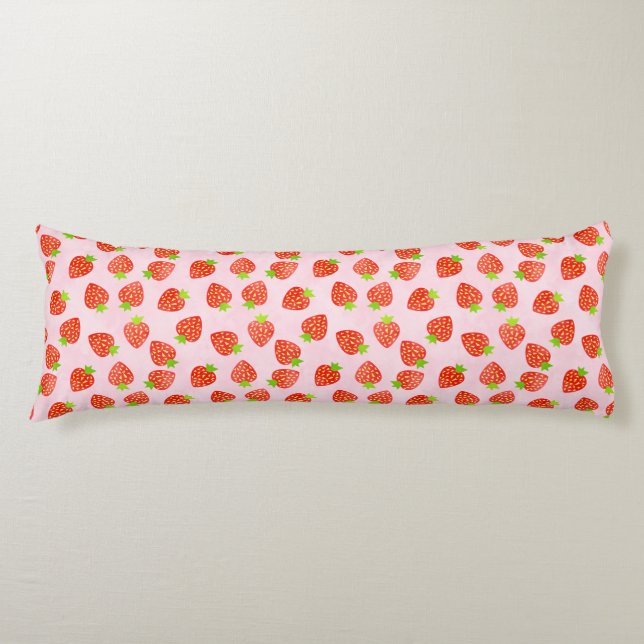 Coussins Longs Motif de crème de fraise assez rouge-rose (Devant)