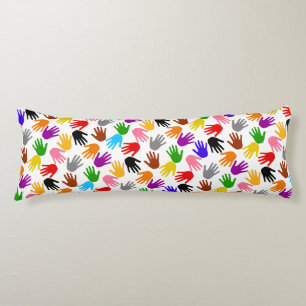 Coussins Longs Motif de design d'empreintes de main colorées blan