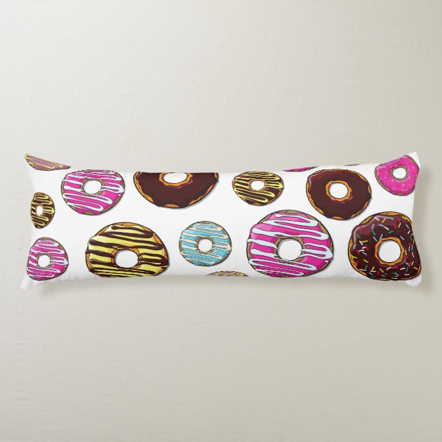 Coussins Longs Motif De Donuts, Donuts Colorés, Saupoudrages (Devant)