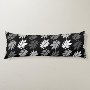 Coussins Longs Motif de feuille aînée noir blanc gris