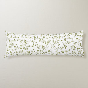 Coussins Longs Motif de feuille de vigne botanique vert olive sur