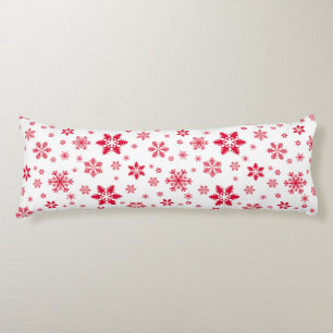 Coussins Longs Motif de flocon de neige, Flammes de neige rouges,
