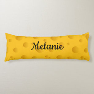 Coussins Longs Motif de fromage suisse jaune drôle nom personnali