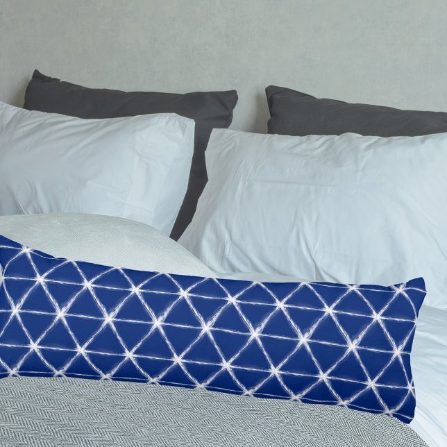 Coussins Longs Motif de lignes Shibori bleu et blanc (Créateur téléchargé)