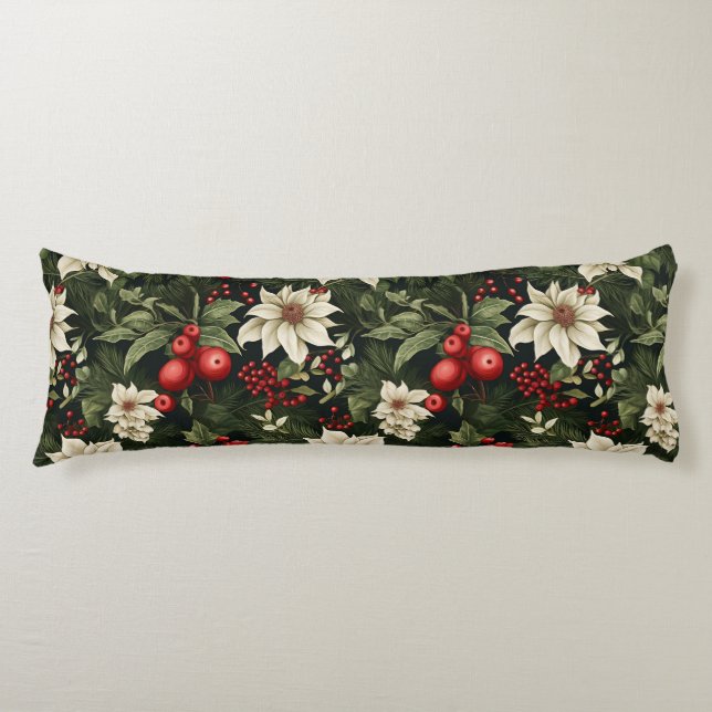 Coussins Longs Motif de Noël botanique (Devant)