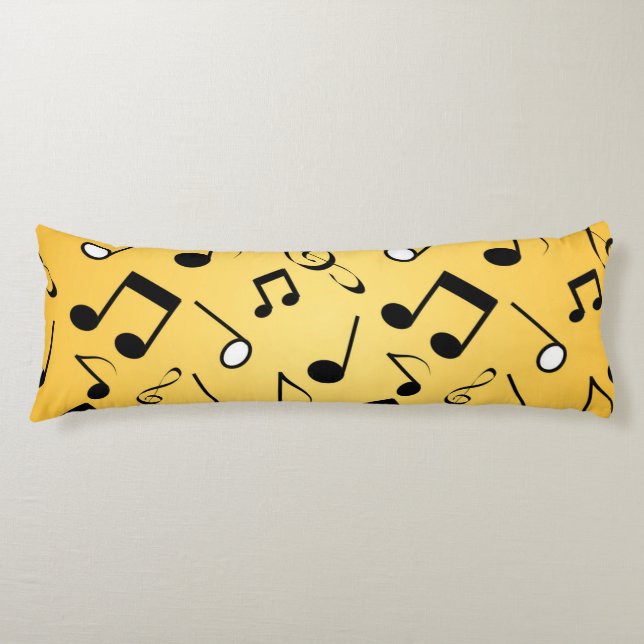 Coussins Longs Motif de notes musicales (Devant)