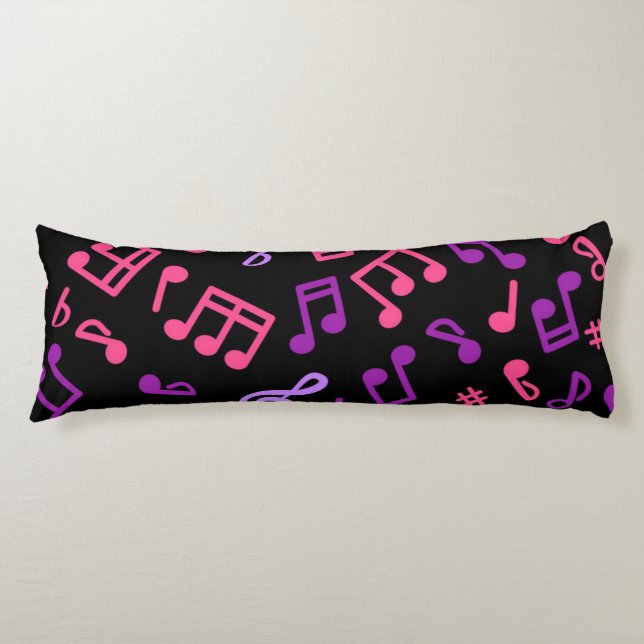 Coussins Longs Motif de notes musicales (Devant)