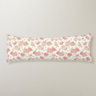 Coussins Longs Motif de papier peint d'élégance des roses roses