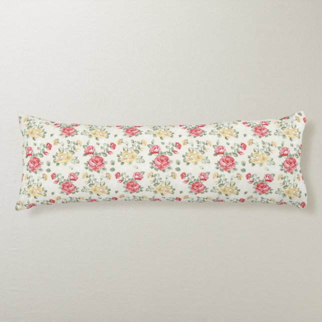 Coussins Longs Motif de papier peint d'élégance des roses roses (Devant)