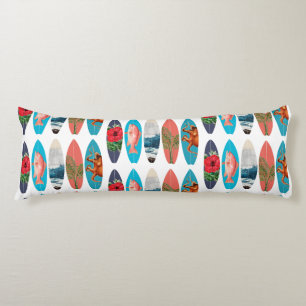Coussins Longs Motif de planches de surf colorées rétro