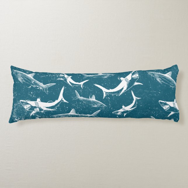 Coussins Longs Motif de requins bleus en détresse (Devant)