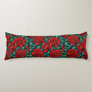 Coussins Longs Motif de roses rouges