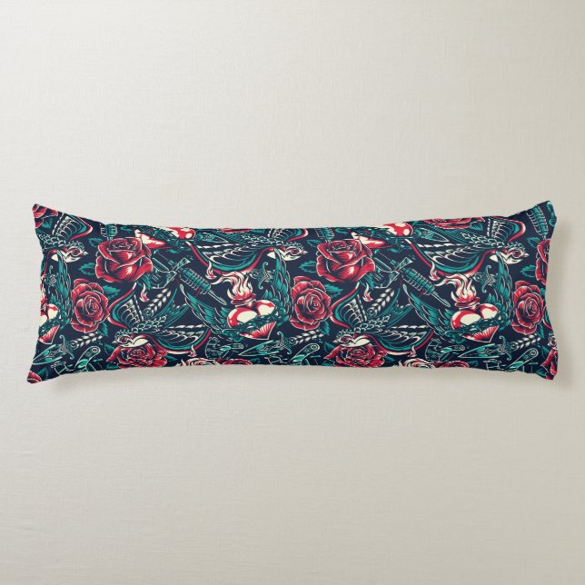 Coussins Longs Motif de tatouage rétro (Devant)