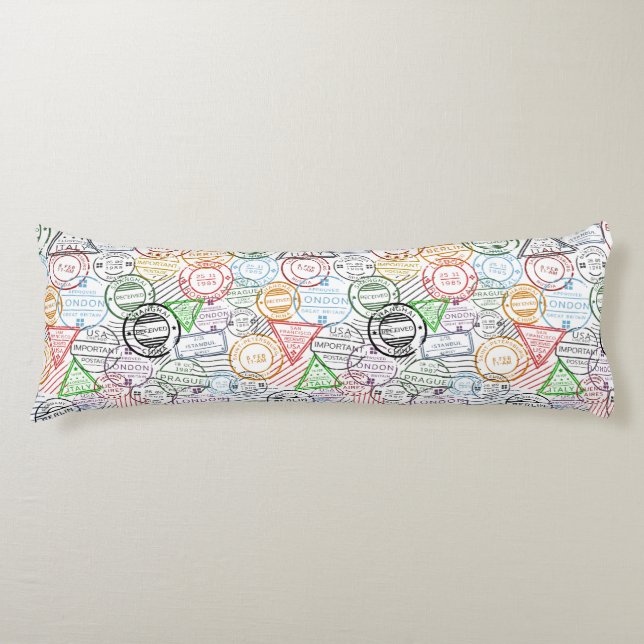 Coussins Longs Motif de timbre de voyage (Devant)