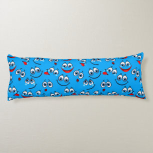 Coussins Longs Motif de visage de dessin bleu