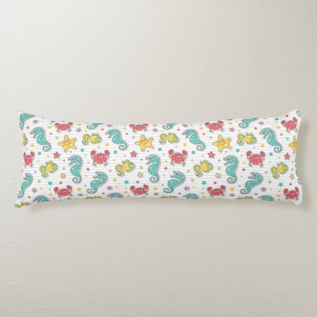Coussins Longs motif des créatures de mer (Devant)