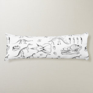 Coussins Longs Motif des os fossiles de dinosaures