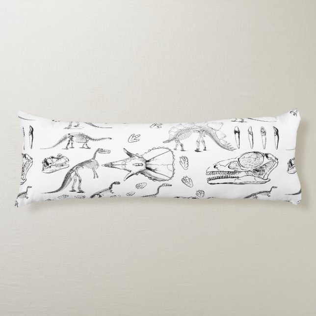Coussins Longs Motif des os fossiles de dinosaures (Devant)