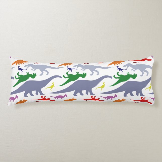 Coussins Longs Motif Dinosaure coloré (Lumière) (Devant)