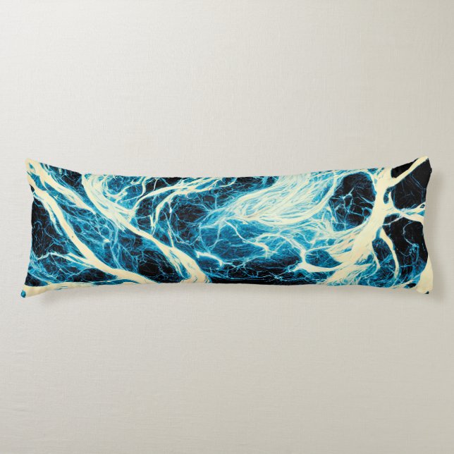 Coussins Longs Motif éclair orage bleu (Devant)