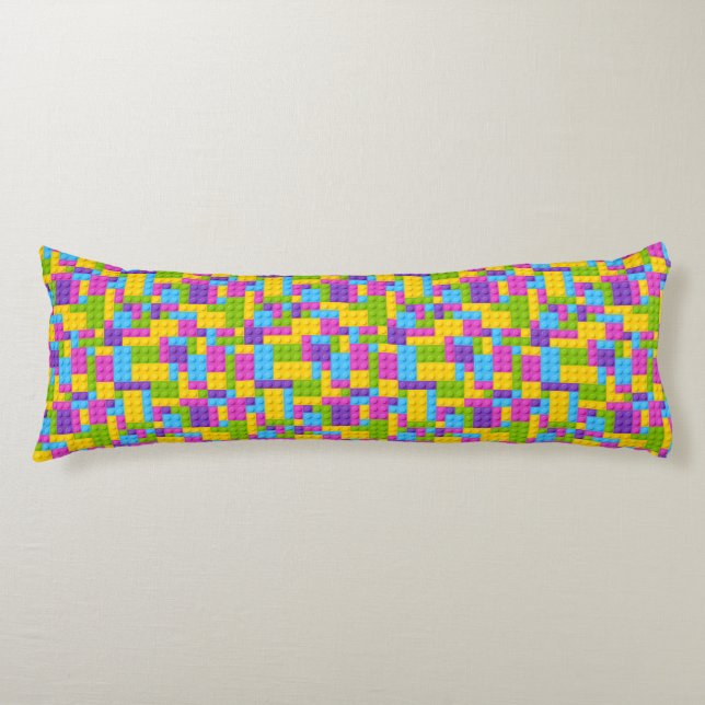Coussins Longs Motif en plastique de blocs de construction (Devant)