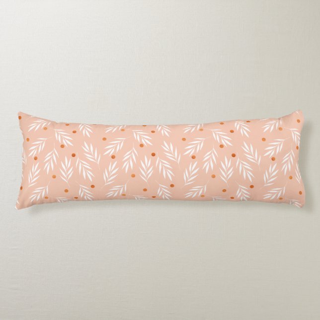 Coussins Longs Motif Feuille moderne Apricot rose (Devant)