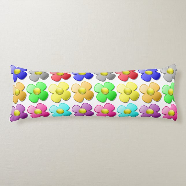 COUSSINS LONGS MOTIF FLEURS COLORÉ (Devant)