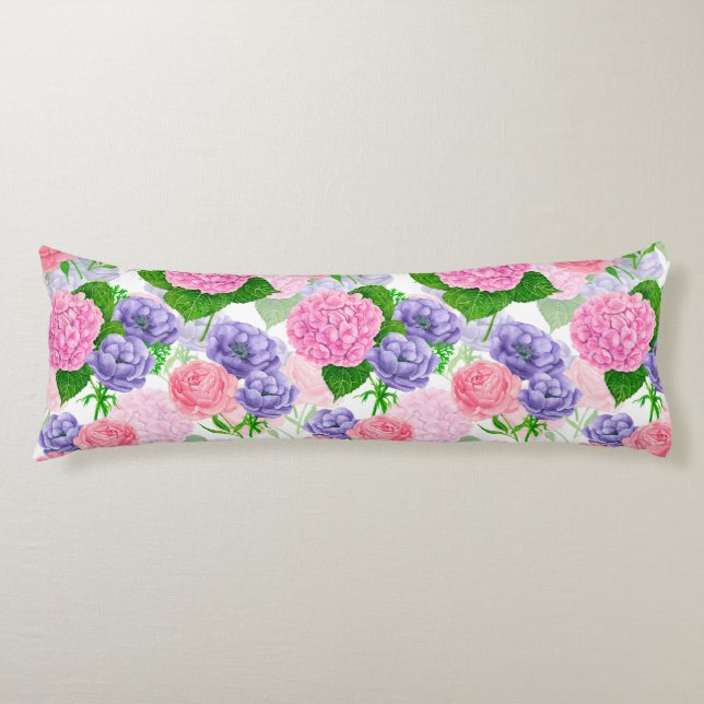 Coussins Longs Motif floral aquarelle (Devant)