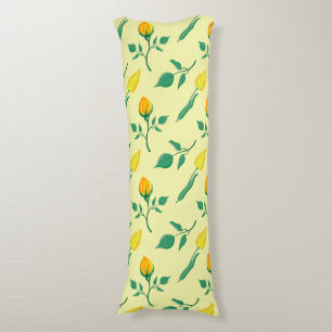 Coussins Longs Motif floral avec rose jaune et fleurs de tulipe