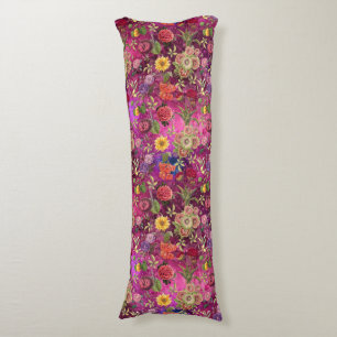 Coussins Longs Motif floral monogramme de fleurs violettes rose c