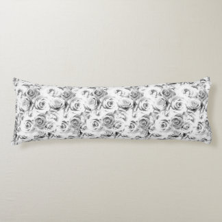 Coussins Longs Motif floral répétitif | Motif de roses blanches