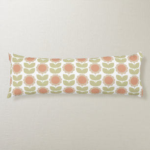 Coussins Longs Motif floral rétro rose pastel du milieu du siècle