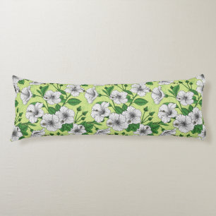 Coussins Longs Motif floral tropical à fleurs d'Hibiscus blanc
