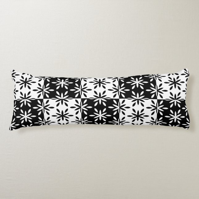 Coussins Longs Motif géométrique en noir et blanc (Devant)