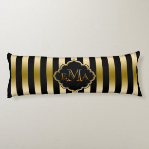 Coussins Longs Motif géométrique Gold & Black Stripes