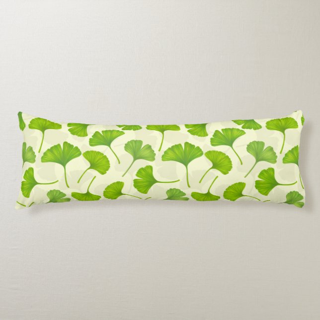 Coussins Longs Motif Ginkgo sur blanc (Devant)