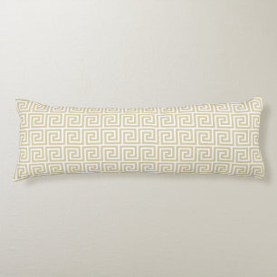 Coussins Longs Motif grec élégant beige et blanc