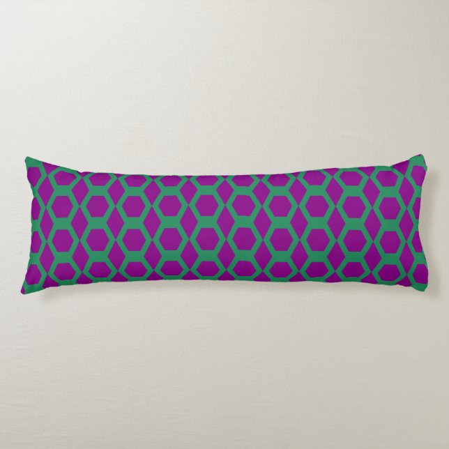 Coussins Longs Motif Hexagone Vert Violet (Devant)