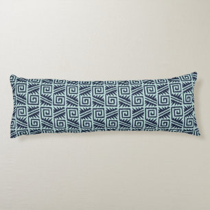 Coussins Longs Motif Ikat Aztec - Indigo et bleu clair
