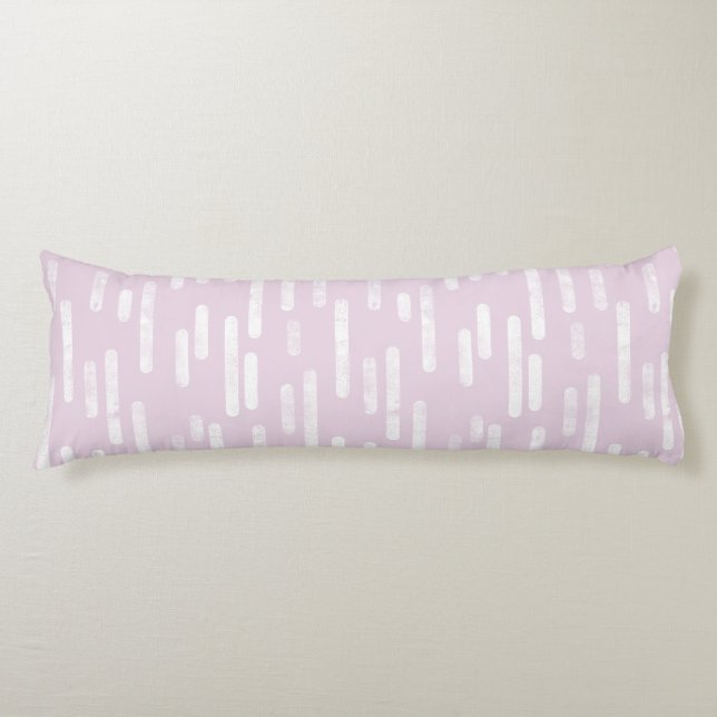 Coussins Longs Motif Lignes arrondies | Blanc sur Dusty Pink (Devant)