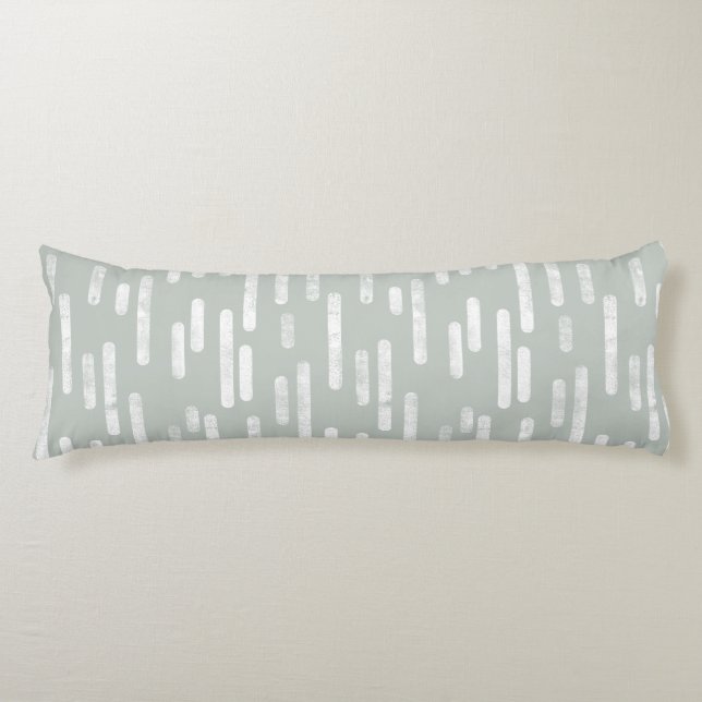 Coussins Longs Motif Lignes arrondies | Blanc sur gris vert (Devant)