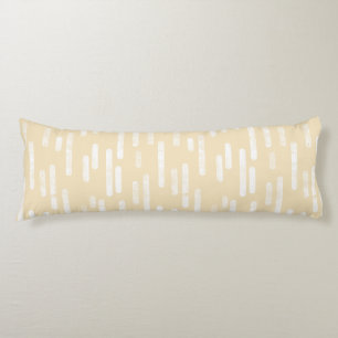 Coussins Longs Motif Lignes arrondies   Blanc sur jaune pâle