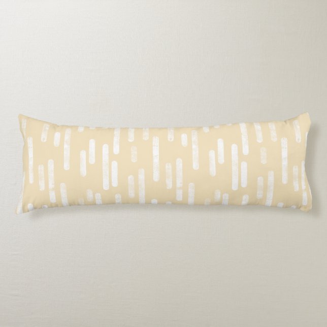 Coussins Longs Motif Lignes arrondies | Blanc sur jaune pâle (Devant)