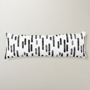 Coussins Longs Motif Lignes arrondies   Noir en blanc