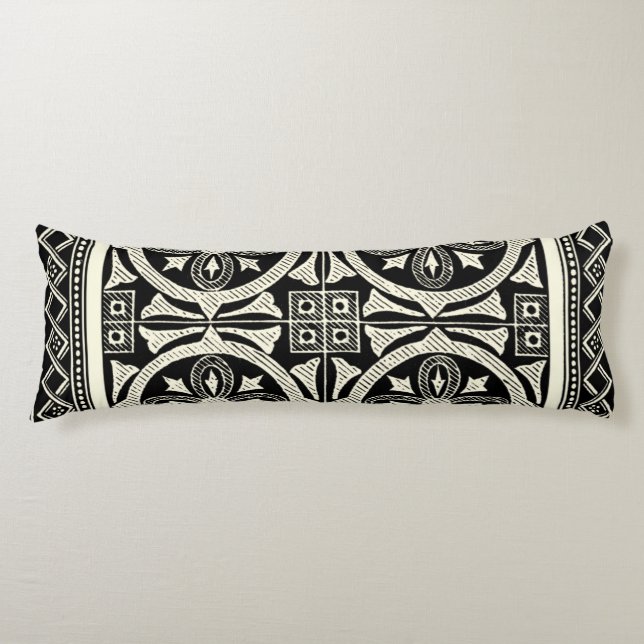 Coussins Longs Motif Mandala noir et blanc par Vision Studio (Devant)