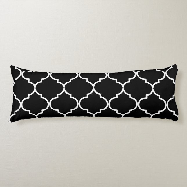 Coussins Longs Motif marocain méditerranéen noir et blanc (Devant)
