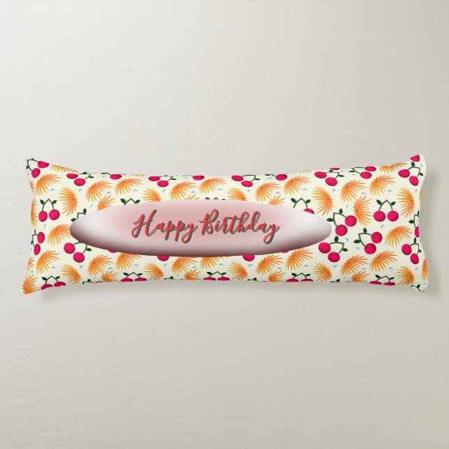 Coussins Longs Motif personnalisé de cerisier floral orange (Devant)