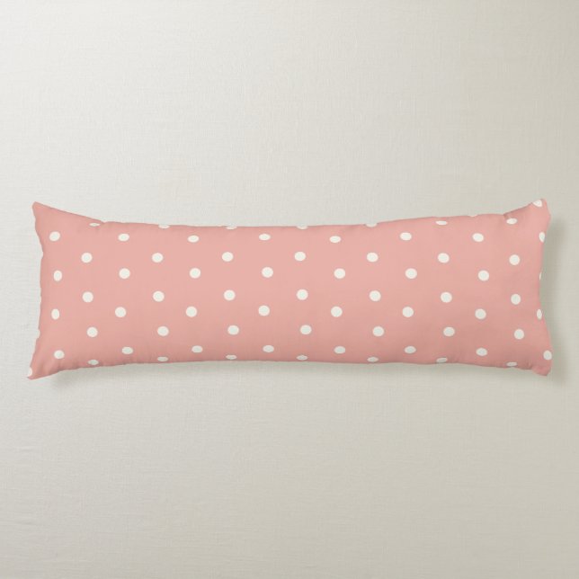 Coussins Longs Motif pois bébé sur fond rose (Devant)