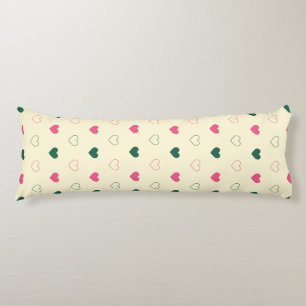 Coussins Longs Motif sans couture - Cœurs roses et verts sur fond