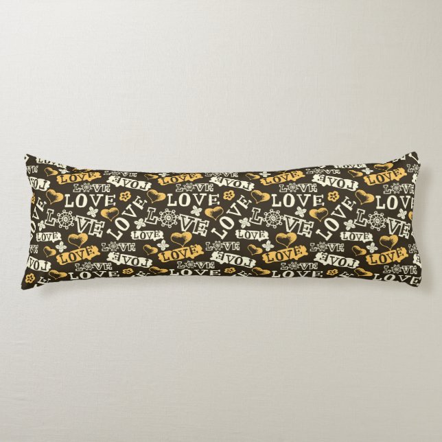 Coussins Longs Motif tiré par la main d'amour (Devant)